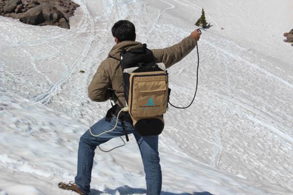 Ph.D. candidate Pushkar Inamdar collects spectral signatures of snow using spectroradiometer. 