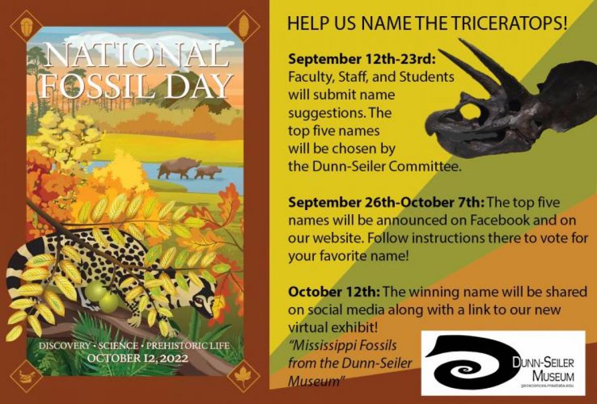 Name The Triceratops National Fossil Day Event Graphic